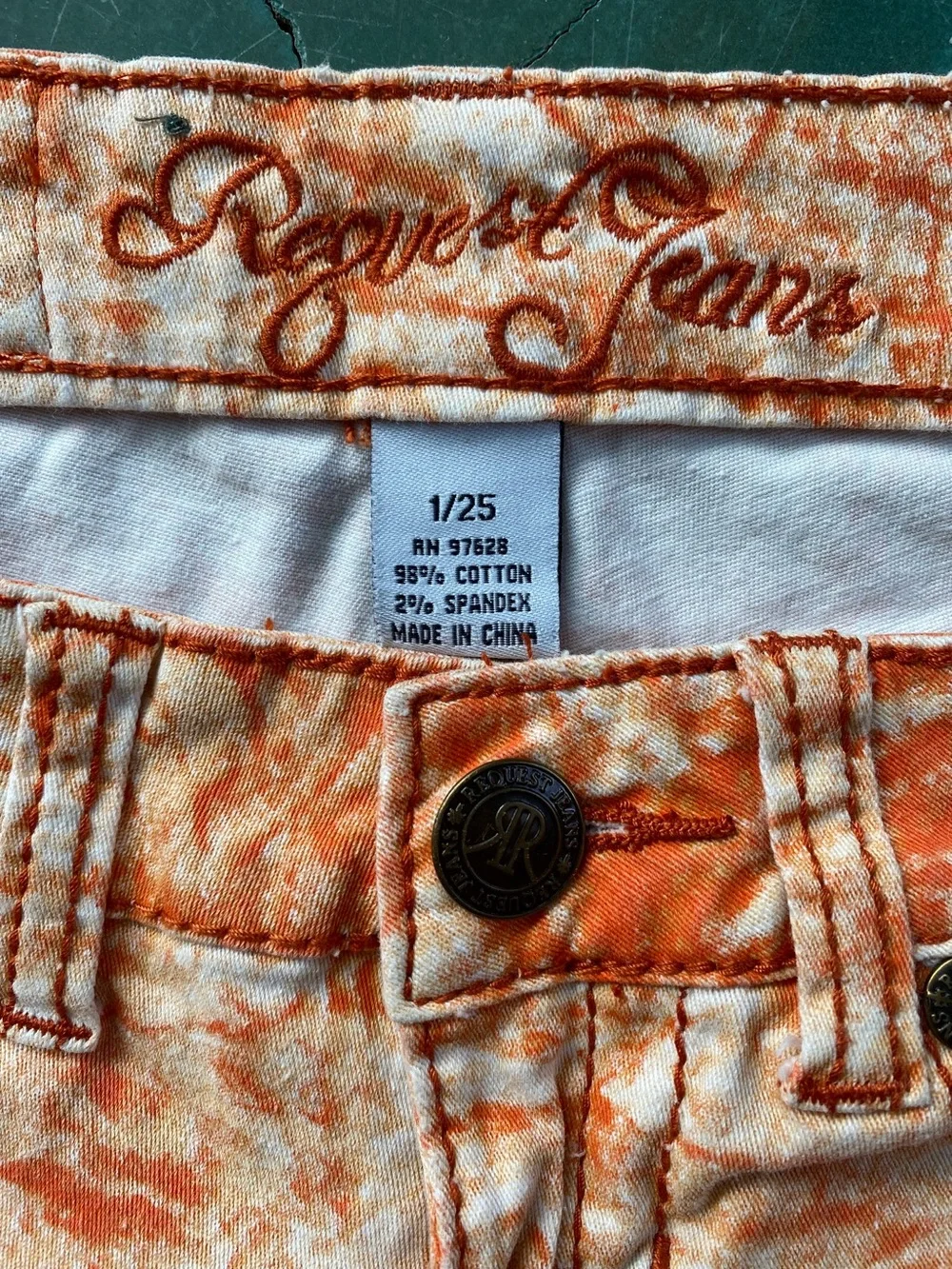 Orange & White Tie-Dye Jean Shorts - Casual Festival Cutoffs